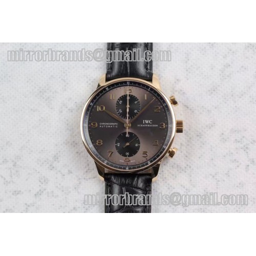 IWC Portuguese IW371482 ZF V3 1:1 Best Edition RG Gray dial on Black Leather Strap A79350 (Slim Movement)