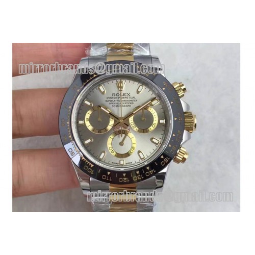 Rolex Daytona JH 1:1 Best Edition Black Ceramic Bezel Grey Dial on SS/YG Bracelet A4130 Rolex Daytona JH 1:1 Best Edition Black Ceramic Bezel Grey Dial on SS/YG Bracelet A4130