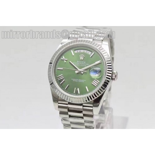 Rolex Day-Date 40 228239 Noob 1:1 Best Edition Olive Green Dial on SS President Bracelet A3255