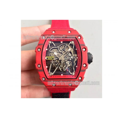 Richard Mille RM 035-2 Red Forged Carbon Red Inner Bezel Skeleton Dial on Red Nylon Strap MIYOTA9015