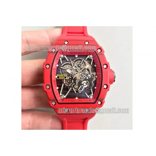 Richard Mille RM 035-2 Red Forged Carbon Red Inner Bezel Skeleton Dial on Red Rubber Strap MIYOTA9015