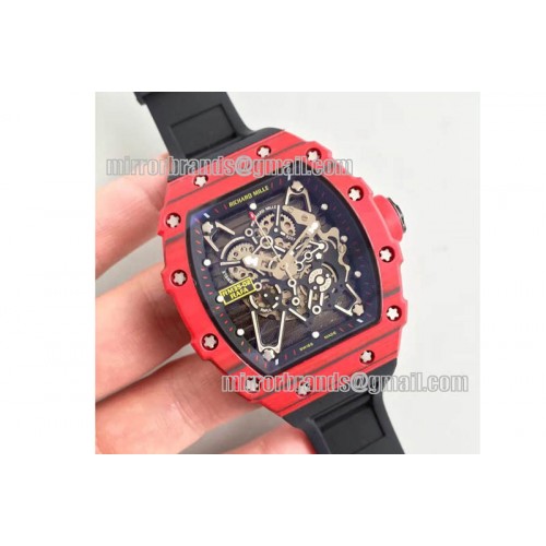 Richard Mille RM035-2 Red Forge Carbon Black Inner Bezel Skeleton Dial on Black Rubber Strap MIYOTA9015 Richard Mille RM035-2 Red Forge Carbon Black Inner Bezel Skeleton Dial on Black Rubber Strap MIYOTA9015
