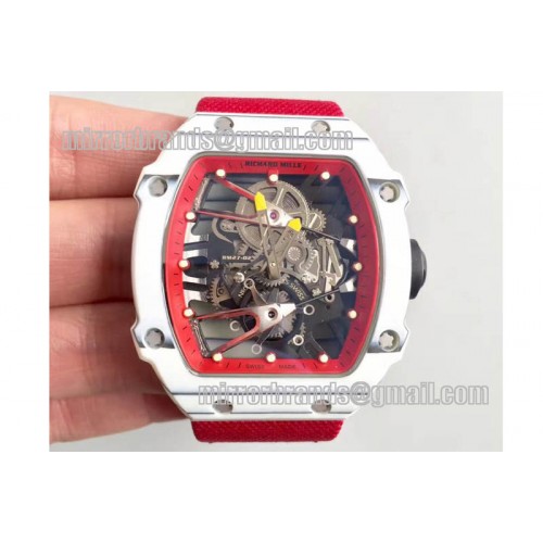 Richard Mille RM027-02 Rafael Nadal White Forge Carbon Red Bezel Skeleton Dial on Red Nylon Strap 6T51 Richard Mille RM027-02 Rafael Nadal White Forge Carbon Red Bezel Skeleton Dial on Red Nylon Strap 6T51