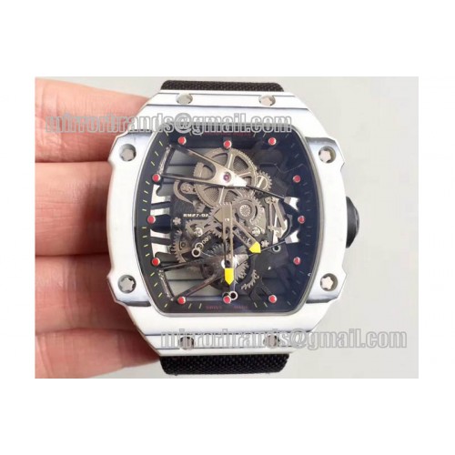 Richard Mille RM027-02 Rafael Nadal White Forge Carbon Bezel Skeleton Dial on Orange Nylon Strap 6T51 Richard Mille RM027-02 Rafael Nadal White Forge Carbon Bezel Skeleton Dial on Orange Nylon Strap 6T51