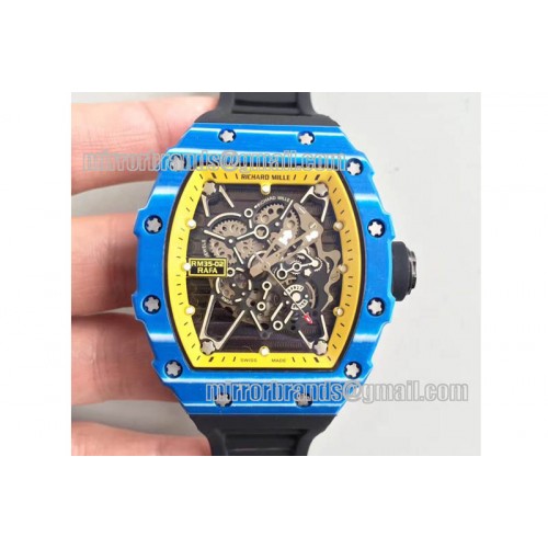 Richard Mille RM35-01 Rafa Blue Forge Carbon Yellow Inner Bezel Skeleton Dial Richard Mille RM35-01 Rafa Blue Forge Carbon Yellow Inner Bezel Skeleton Dial