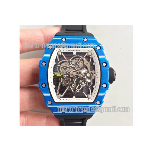 Richard Mille RM35-01 Rafa Blue Forge Carbon White Inner Bezel Skeleton Dial Richard Mille RM35-01 Rafa Blue Forge Carbon White Inner Bezel Skeleton Dial