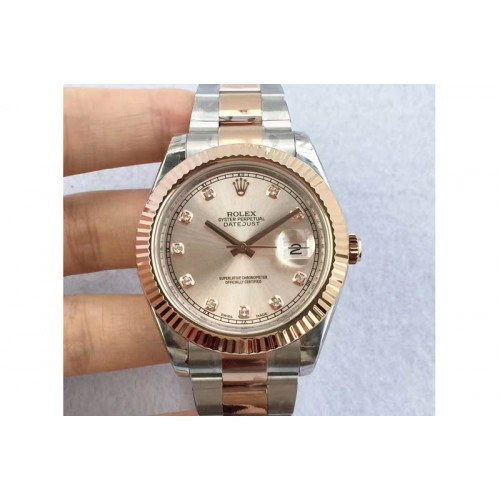 Rolex DayDate II Oversize 41mm 116334 TT President Diamond Markers Gold Dial