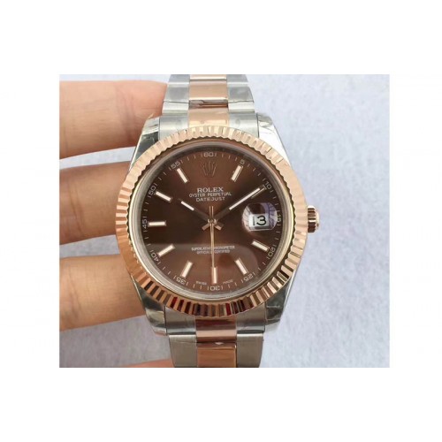 Rolex DayDate II Oversize 41mm 116334 TT President Sticks Markers Brown Dial