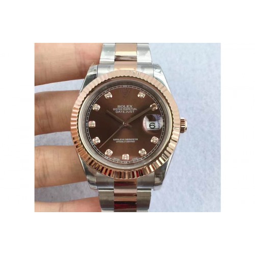 Rolex DayDate II Oversize 41mm 116334 TT President Diamond Markers Brown Dial