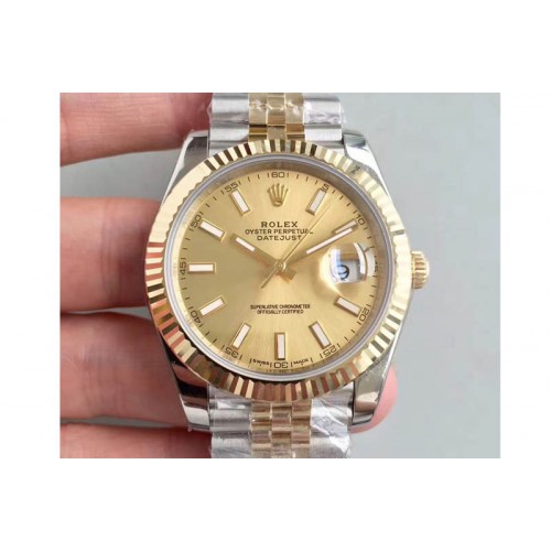 Rolex DateJust 41 126333 Noob YG Wrapped Gold Dial Stick Markers Jubilee A3235