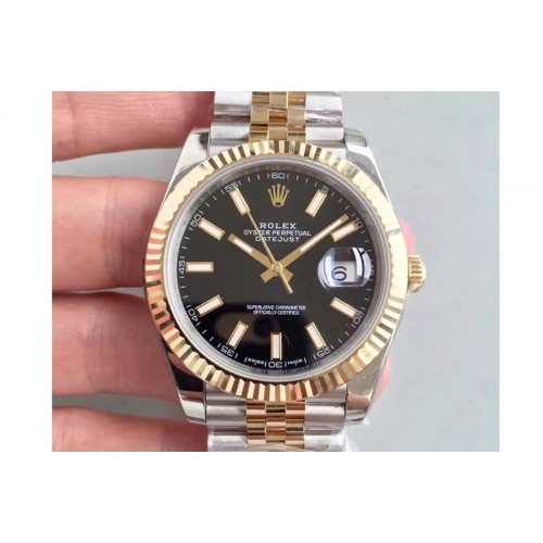 Rolex DateJust 41 126333 Noob YG Wrapped Black Dial Stick Markers Jubilee A3235