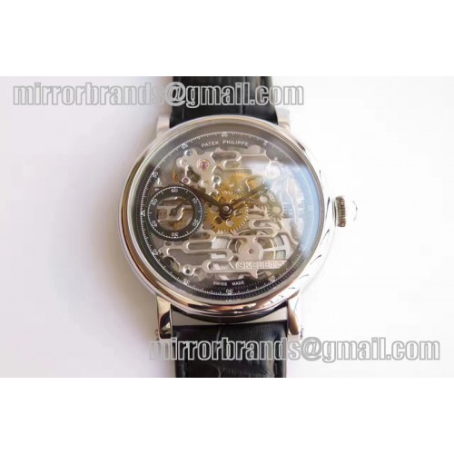Patek Philippe SS Skeleton Black Dail Asian Hand 6497