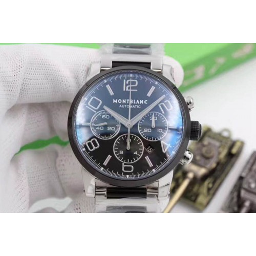 Montblanc Timewalker Chrono SS/Ceramic Black Dial On SS/Ceramic Bracelet