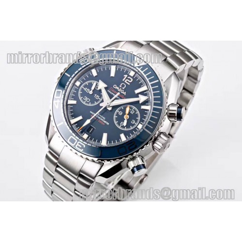 Omega Planet Ocean Master Chronometer Chrono SS Blue Dial on SS Bracelet A9900