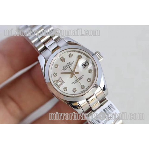 Ladies Rolex DateJust SS White/Black Dial Diamonds Markers ETA2671 Ladies Rolex DateJust SS White/Black Dial Diamonds Markers ETA2671