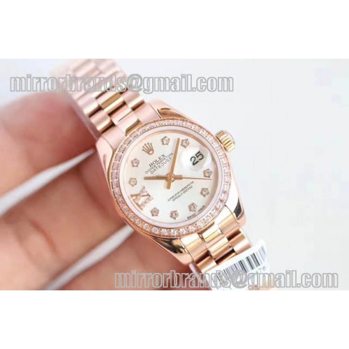 Ladies Rolex DateJust RG White/Black/Brown Dial Diamond Bezel ETA2671 Ladies Rolex DateJust RG White/Black/Brown Dial Diamond Bezel ETA2671