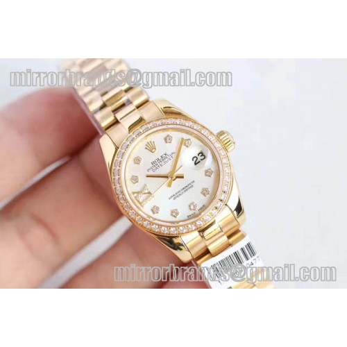 Ladies Rolex DateJust YG White/Black/Gold Dial Diamond Bezel ETA2671 Ladies Rolex DateJust YG White/Black/Gold Dial Diamond Bezel ETA2671