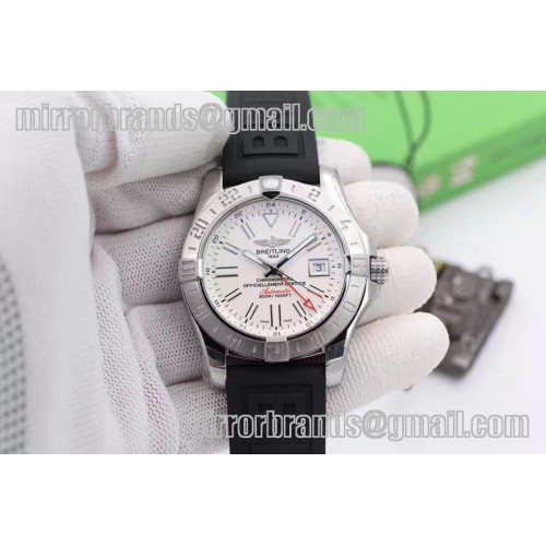 Breitling Avenger GMT SS GF 1:1 White Sticks Marker Dial on Rubber strap A2836