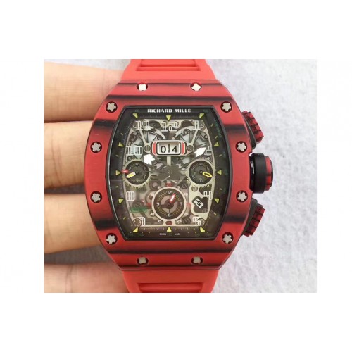 Richard Mille RM11-03 Chrono PVD Red Plastic Bezel Red Rubber Strap A7750