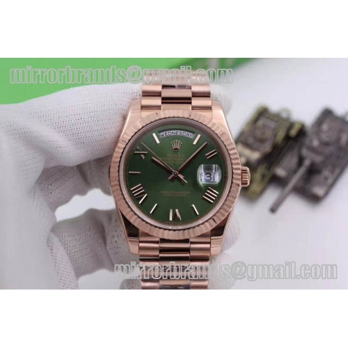 Rolex Day-Date 40 228235 RG Noob 1:1 Green Dial Roman Markers A3255