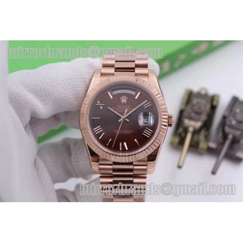 Rolex Day-Date 40 228235 RG Noob 1:1 Brown Dial Roman Markers A3255