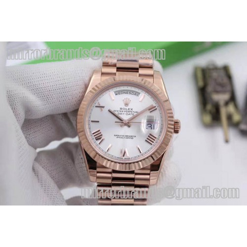 Rolex Day-Date 40 228235 RG Noob 1:1 Silver Dial Roman Markers A3255