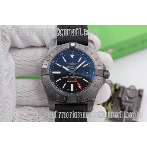 Breitling Avenger GMT PVD Black Dial Rubber Strap A2836