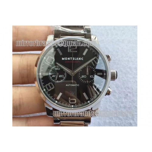 Montblanc Timewalker Chrono SS Black with 2 sub-dials SS Strap