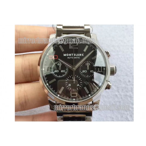 Montblanc Timewalker Chrono SS Black with 3 sub-dials Red 50 SS Strap