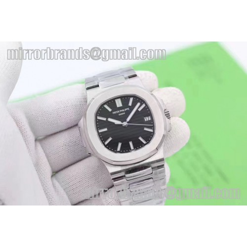 Patek Philippe Nautilus Jumbo 5711 MKF Black Textured Dial on SS Bracelet A324 V4