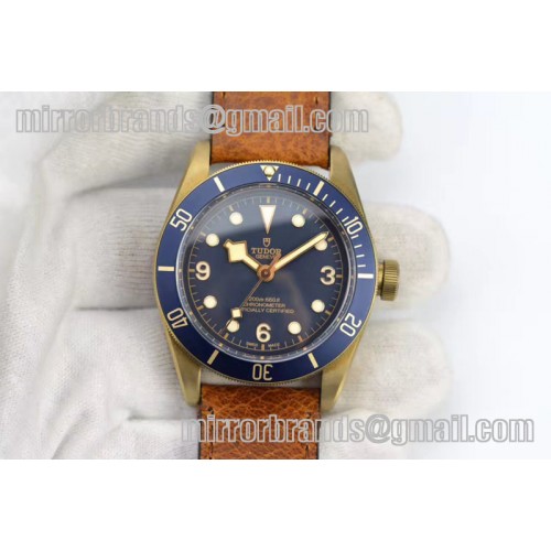 Tudor Heritage Black Bay Bronze Blue ZF Aged Brown Leather Strap A2824