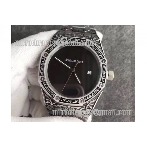 Audemars Piguet Royal Oak Special Ornamental Engraved Edition SS/SS Black Miyota 8215