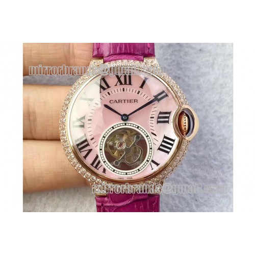 Ladies Size Ballon De Cartier Tourbillon RG/LE Pink Flying Tourbilon