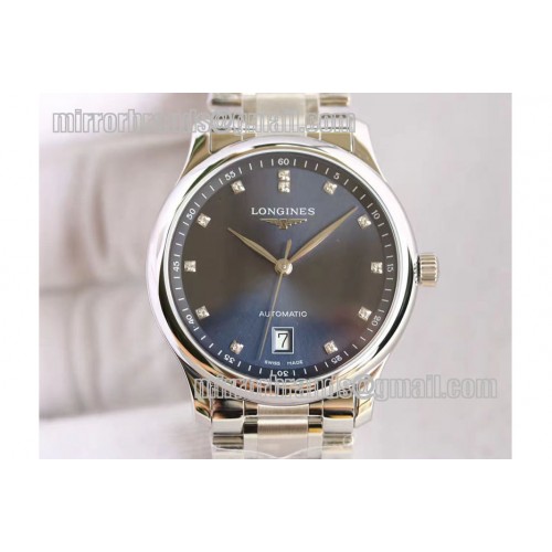 Longines Master Automatic Black Textured Dial Diamond Marker SS/SS A2836