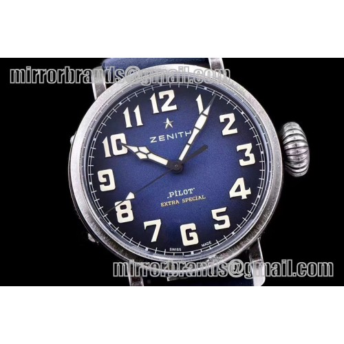 Zenith Pilot Type 20 Extra Special 40mm Aged SS Case V6F 1:1 Best Edition Blue