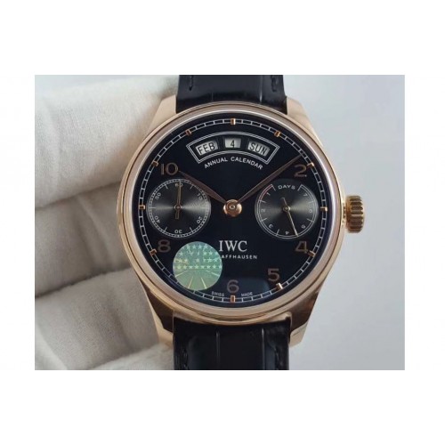 IWC Portuguese Real PR Real Annual Calendar RG IW503504 Black Dial