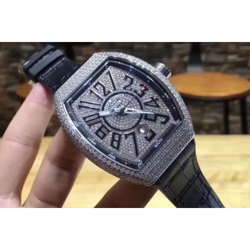 Franck Muller Vanguard V45 N Stainless Steel Diamond Dial Swiss 2824-2 Franck Muller Vanguard V45 N Stainless Steel Diamond Dial Swiss 2824-2