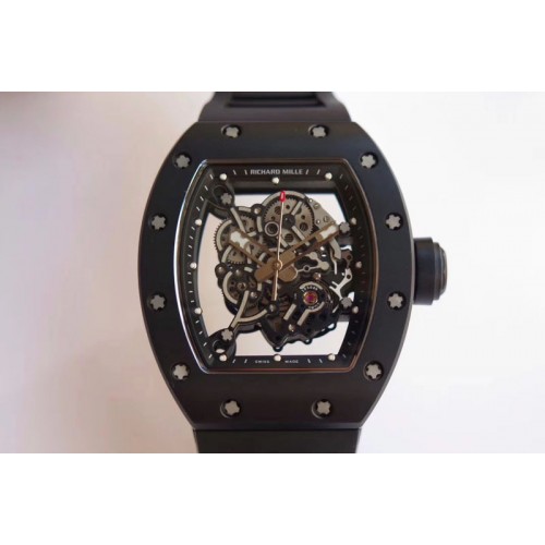 Richard Mille RM055 Real Ceramic Case KVF Best Edition Skeleton Dial Black Inner Bezel