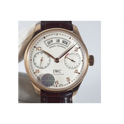 IWC Portuguese RG Real PR Real Annual Calendar IW503502 YLF White Dial