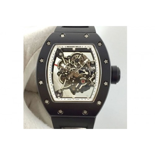 Richard Mille RM055 Real Ceramic Case KVF Best Edition Skeleton Dial White Inner Bezel