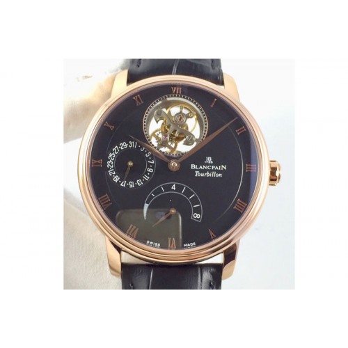 Blancpain Villeret Tourbillon RG/LE 6025-3642-55B Black Dial Cal.25