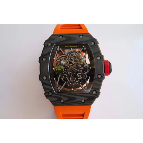 Richard Mille RM035-02 Rafael Nadal Forge Carbon Titanium Case Red Button Orange Rubber Strap Richard Mille RM035-02 Rafael Nadal Forge Carbon Titanium Case Red Button Orange Rubber Strap