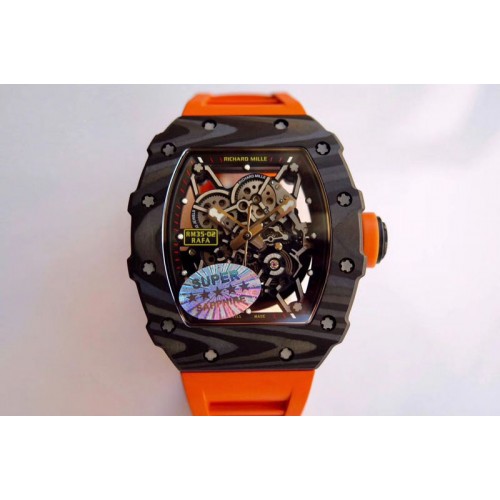 Richard Mille RM035-02 Rafael Nadal Forge Carbon Titanium Case Orange Button Orange Rubber Strap