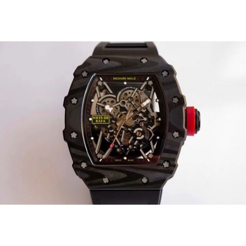 Richard Mille RM035-02 Rafael Nadal Forge Carbon Titanium Case Red Button Richard Mille RM035-02 Rafael Nadal Forge Carbon Titanium Case Red Button