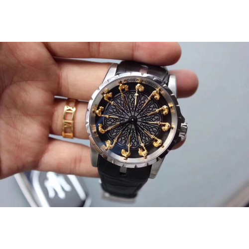 Roger Dubuis Excalibur RDDBEX0495 SS Black Dial on Black Leather Strap