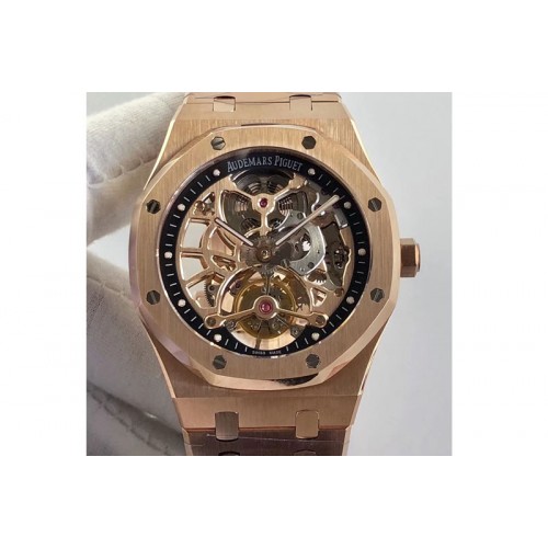 Audemars Piguet Royal Oak Tourbillon Extra-Thin Openworked RG Skeleton Dial on RG Bracelet