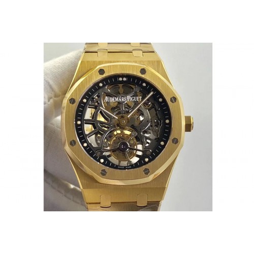 Audemars Piguet Royal Oak Tourbillon Extra-Thin Openworked YG Skeleton Dial on YG Bracelet
