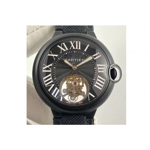 Cartier Ballon Bleu 42mm DLC Tourbillon Black Dial