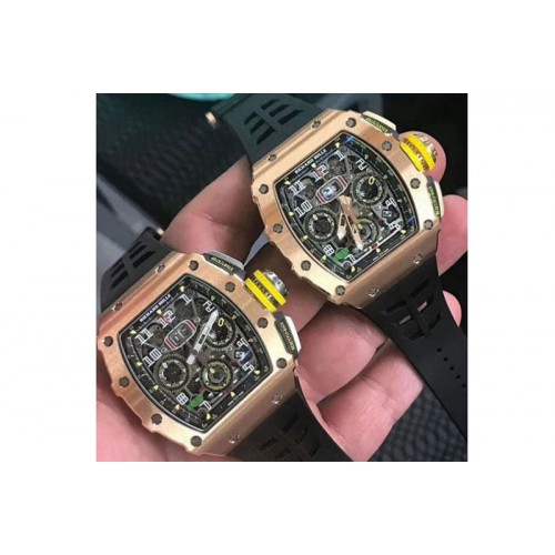 Richard Mille RM011 RG Chronograph RG Case KVF 1:1 Best Crystal Skeleton Dial A7750 Richard Mille RM011 RG Chronograph RG Case KVF 1:1 Best Crystal Skeleton Dial A7750