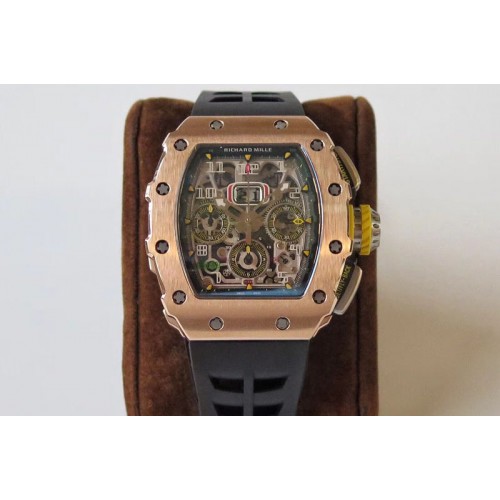 Richard Mille RM011 RG Chronograph SS Case KVF 1:1 Best Edition Crystal Skeleton Dial on Black Rubber Strap A7750 Richard Mille RM011 RG Chronograph SS Case KVF 1:1 Best Edition Crystal Skeleton Dial on Black Rubber Strap A7750